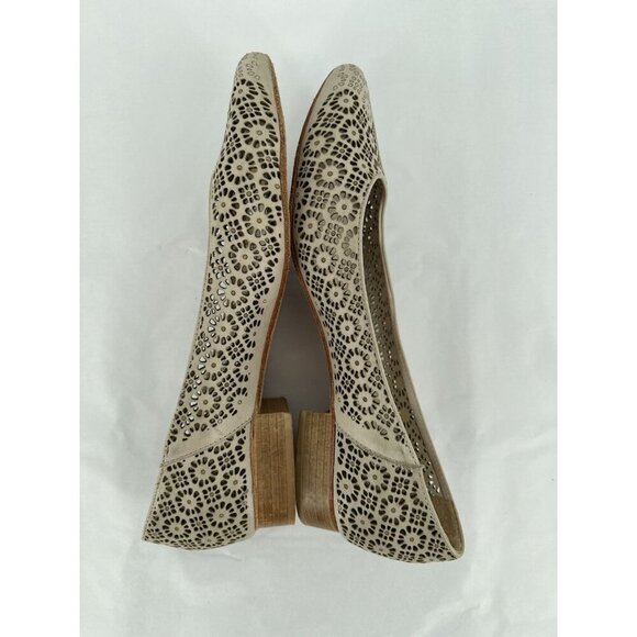 Sundance Catalog Dahlia Cutout Laser Design Floral Flats Ivory Boho Size 38 US 8 - Picture 8 of 16